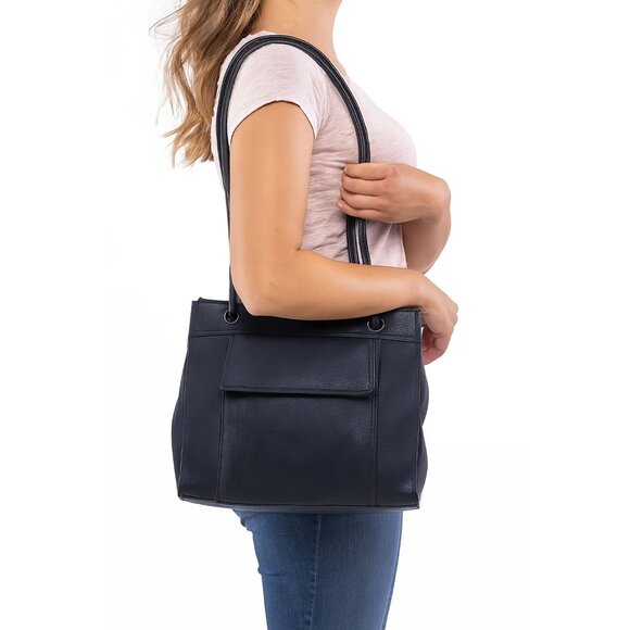 Giani Bernini Shoulder Bag Handbag Leather Navy Satchel Purse WOMEN'S WOMAN'S - Picture 13 of 13